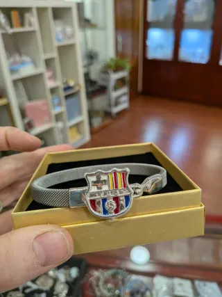 Pulsera FC Barcelona Plata y Acero