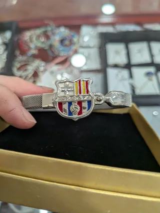 Pulsera FC Barcelona Plata y Acero