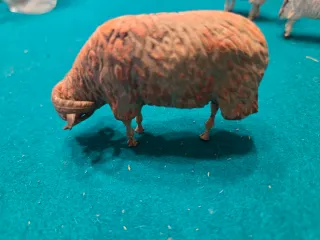 Figuras belen barro ovejas y cabra patas plomo