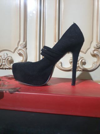 Zapatos tacón aguja plataforma negros