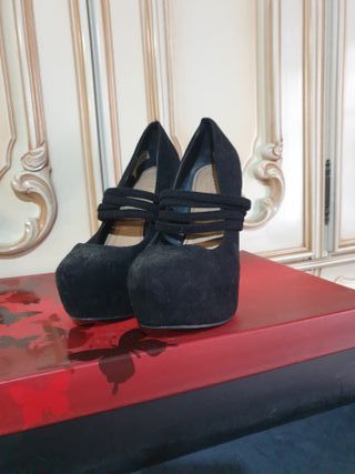 Zapatos tacón aguja plataforma negros