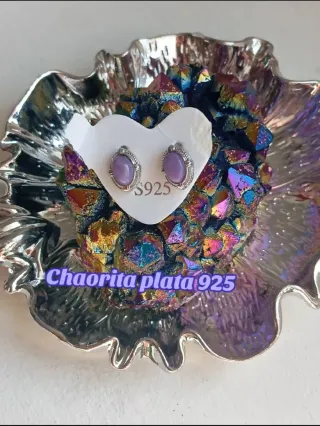 Pendientes Mineral Chaorita Plata 925