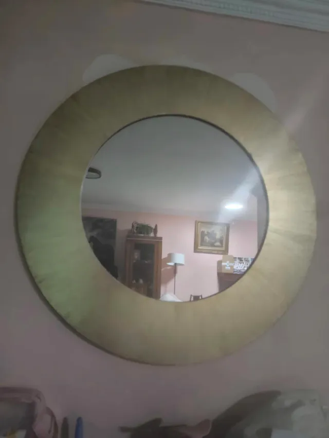 Espejo Grande Dorado Redondo