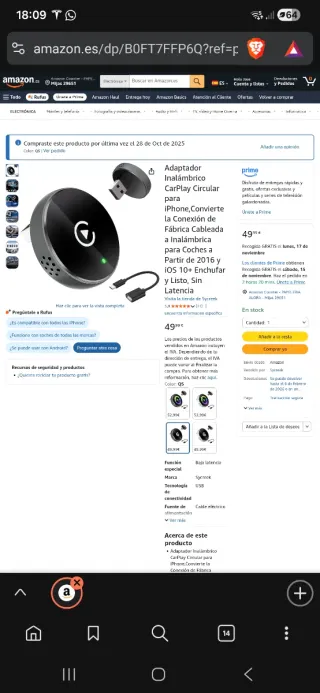 Adaptador CarPlay Inalámbrico NUEVO