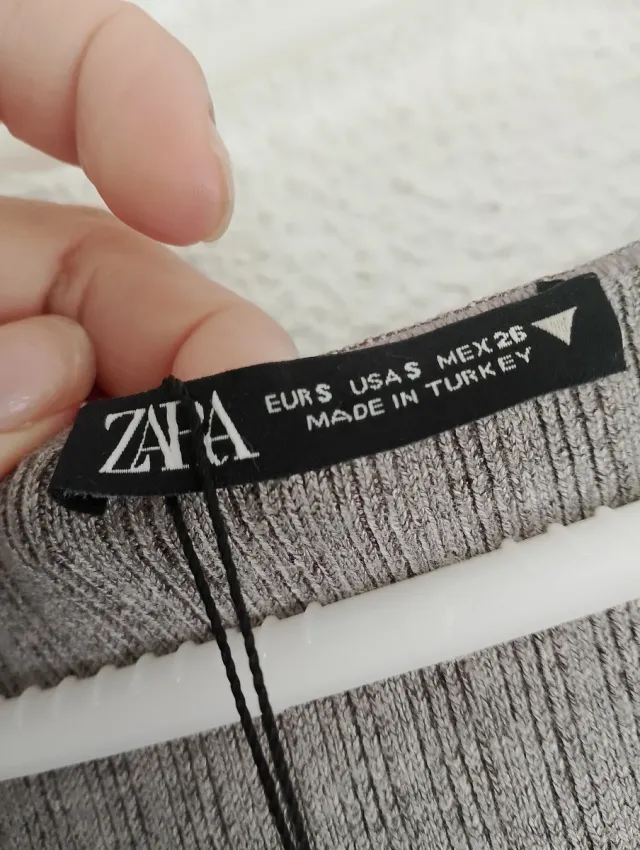 Vestido Zara Gris Manga Larga Talla S