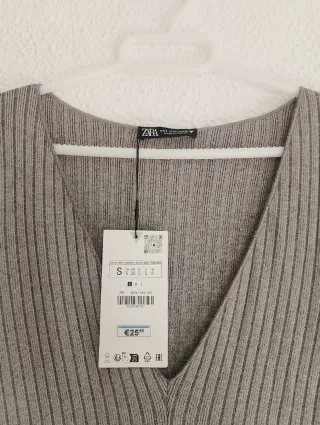 Vestido Zara Gris Manga Larga Talla S