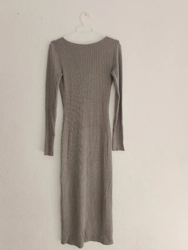 Vestido Zara Gris Manga Larga Talla S