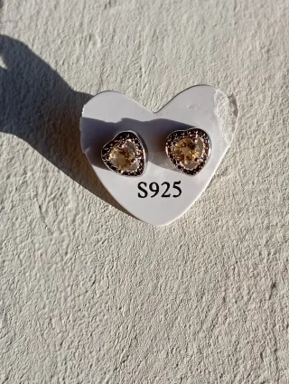Pendientes de mineral citrino Corazón plata 925