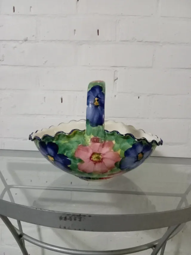 Cesta frutero cerámica flores