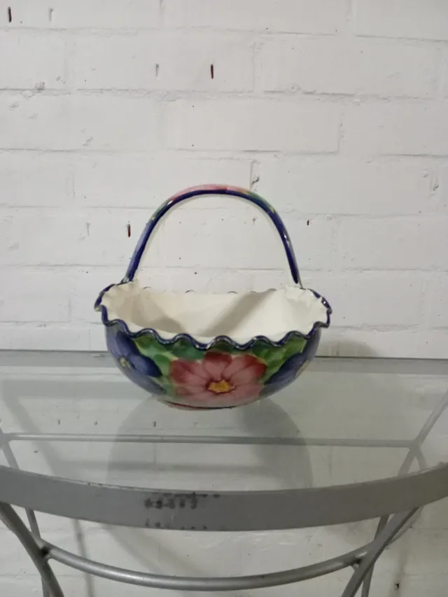 Cesta frutero cerámica flores