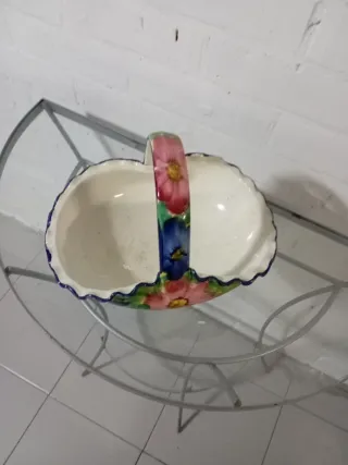 Cesta frutero cerámica flores