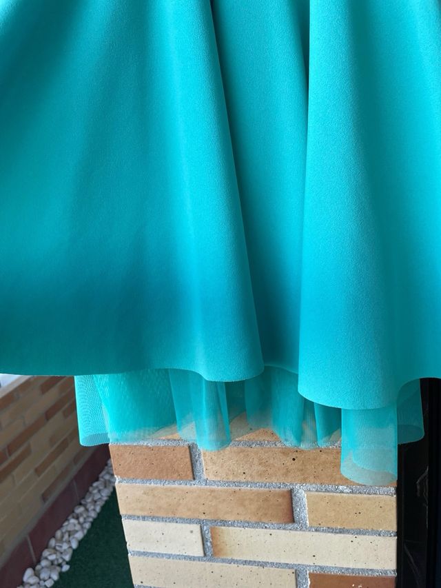 Vestido de fiesta verde agua