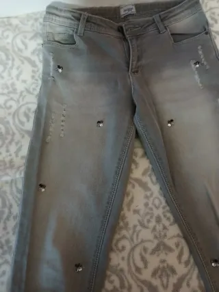 Pantalones vaqueros grises mujer talla xs 157 cm