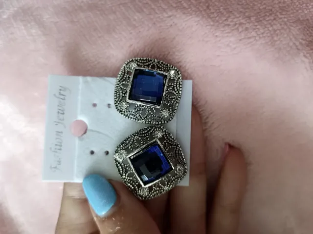 Orecchini grandi festa blu argento