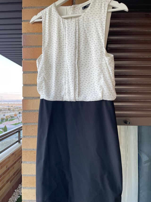 Vestido Mango Negro y Blanco Talla M