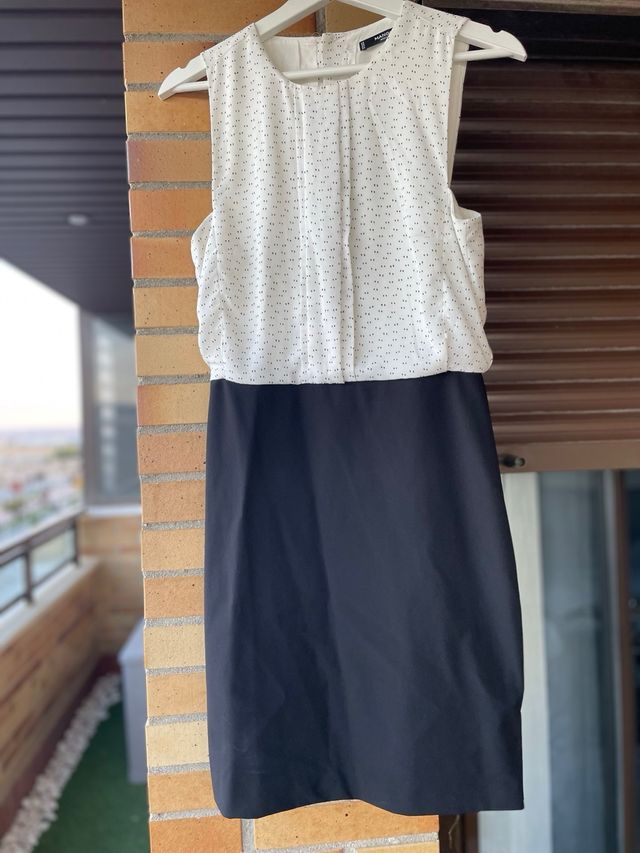 Vestido Mango Negro y Blanco Talla M