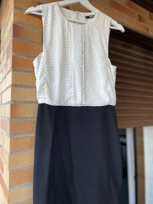 Vestido Mango Negro y Blanco Talla M