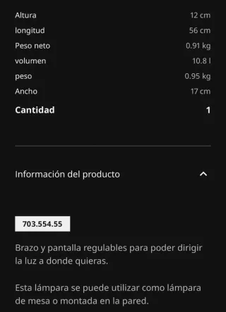 Flexo de escritorio blanco IKEA