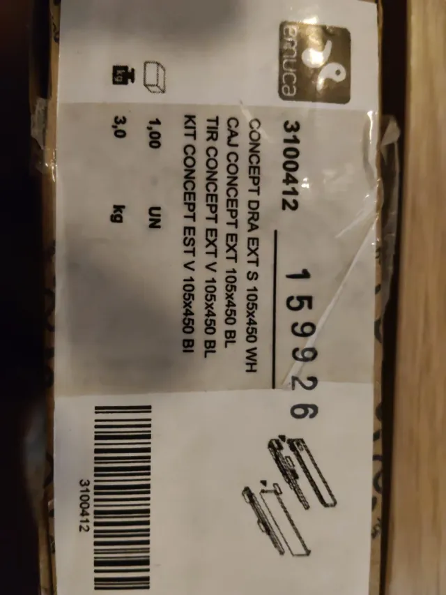 Cajón cocina Emuca 44 cm fondo, con guías