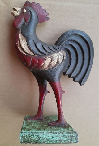 Figura Gallo Tallado a Mano 1966