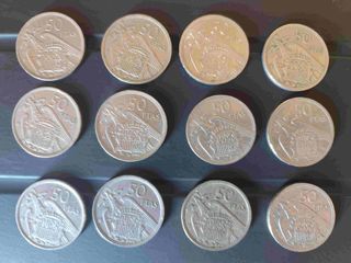 12 Monedas 50 Pesetas Franco