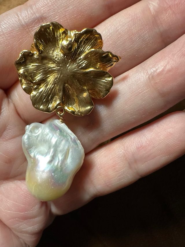 Pendientes vintage con perlas barrocas naturales