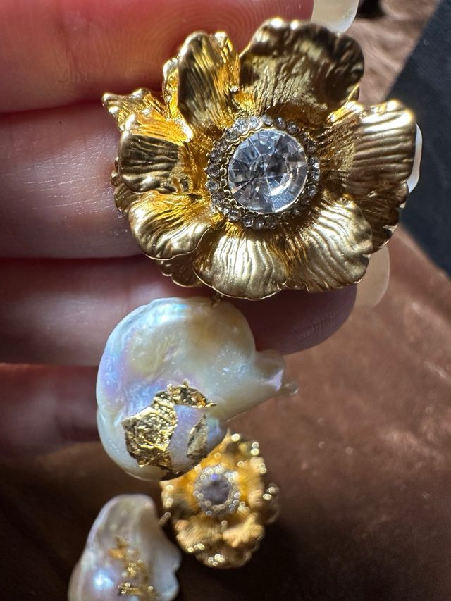 Pendientes vintage con perlas barrocas naturales