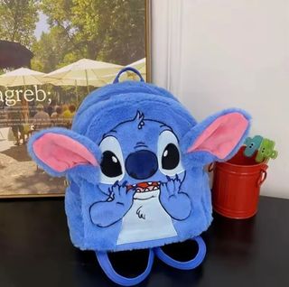 Original pequeña mochila peluche de Stitch,azul.