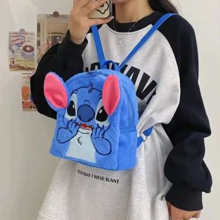Original pequeña mochila peluche de Stitch,azul.