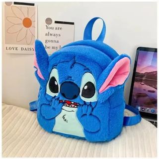 Original pequeña mochila peluche de Stitch,azul.