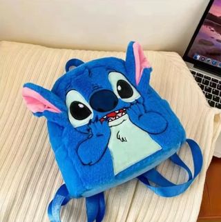 Original pequeña mochila peluche de Stitch,azul.