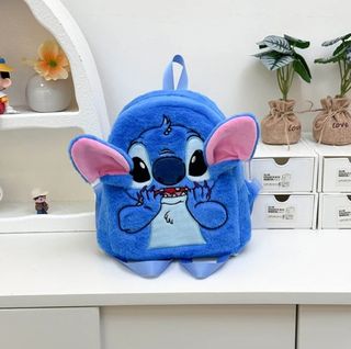 Original pequeña mochila peluche de Stitch,azul.