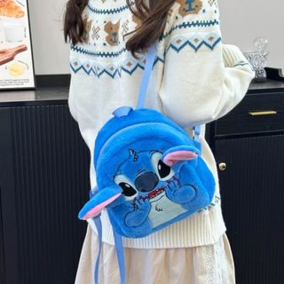 Original pequeña mochila peluche de Stitch,azul.