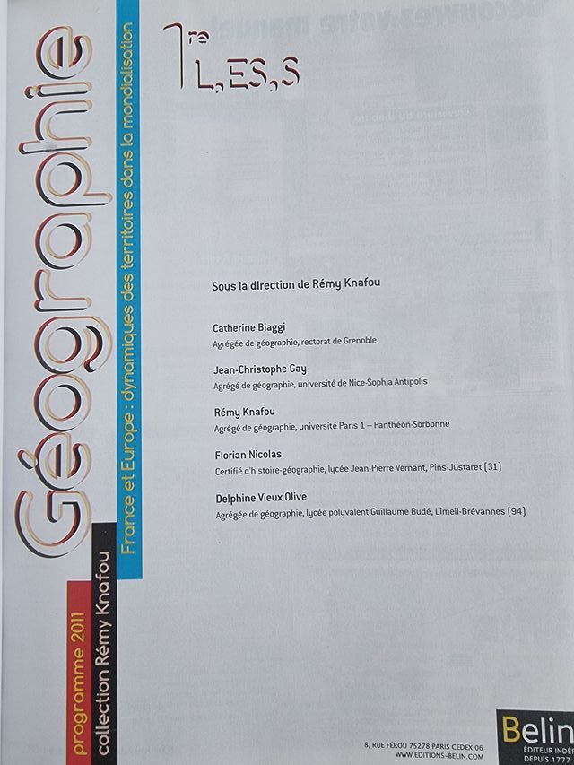 Géographie 1e L, ES, S France et Europe : dynam...