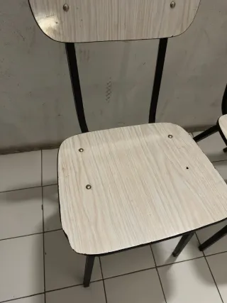 Juego de 3 Sillas Cocina Madera y Metal