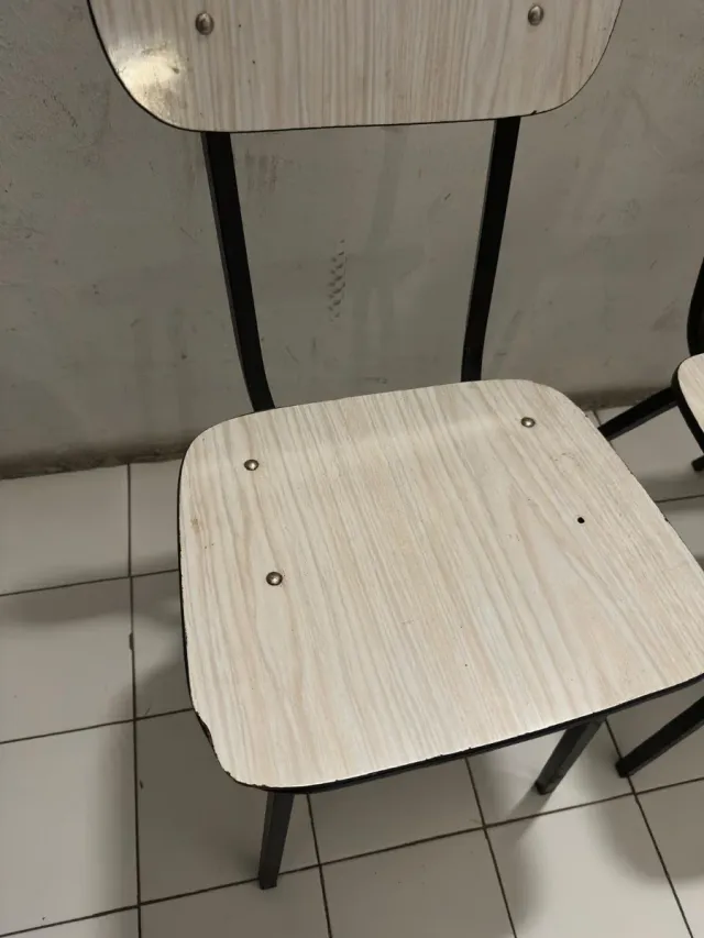 Juego de 3 Sillas Cocina Madera y Metal