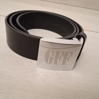 Cintura uomo GFF nera fibbia argento 90cm.