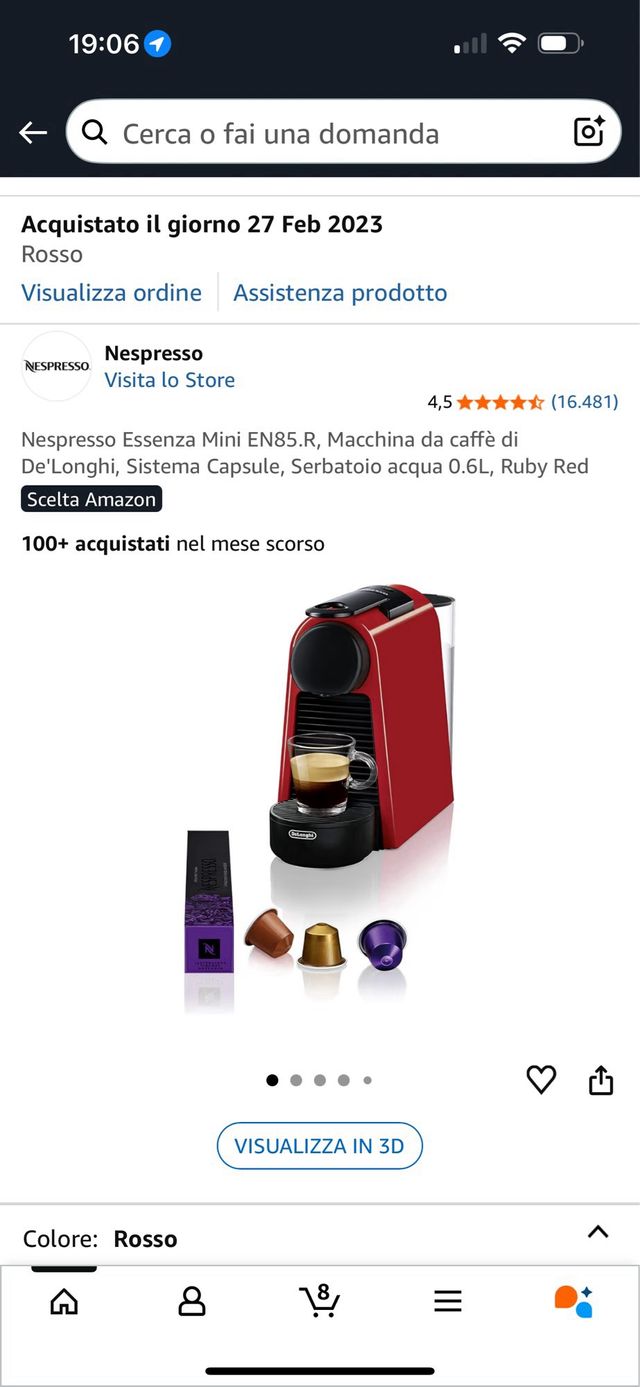 Macchina Nespresso De'Longhi rossa