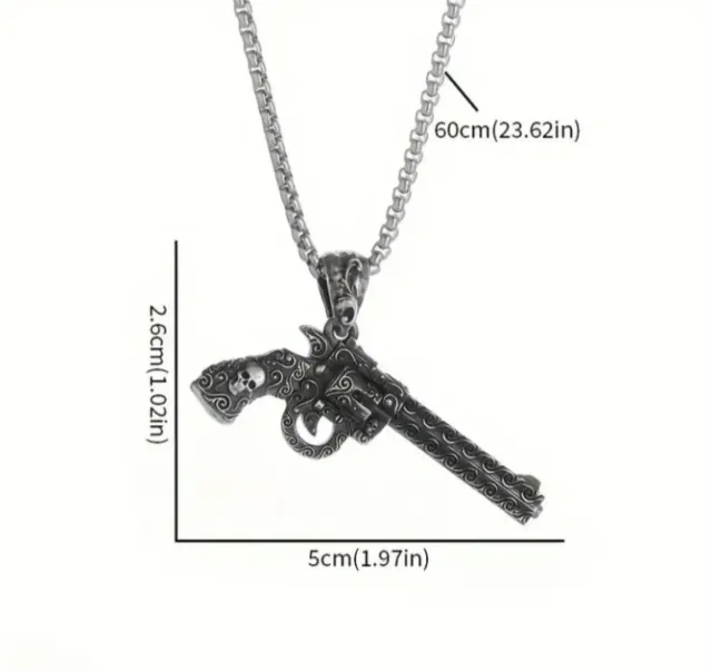 Cadena con colgante revólver gótico