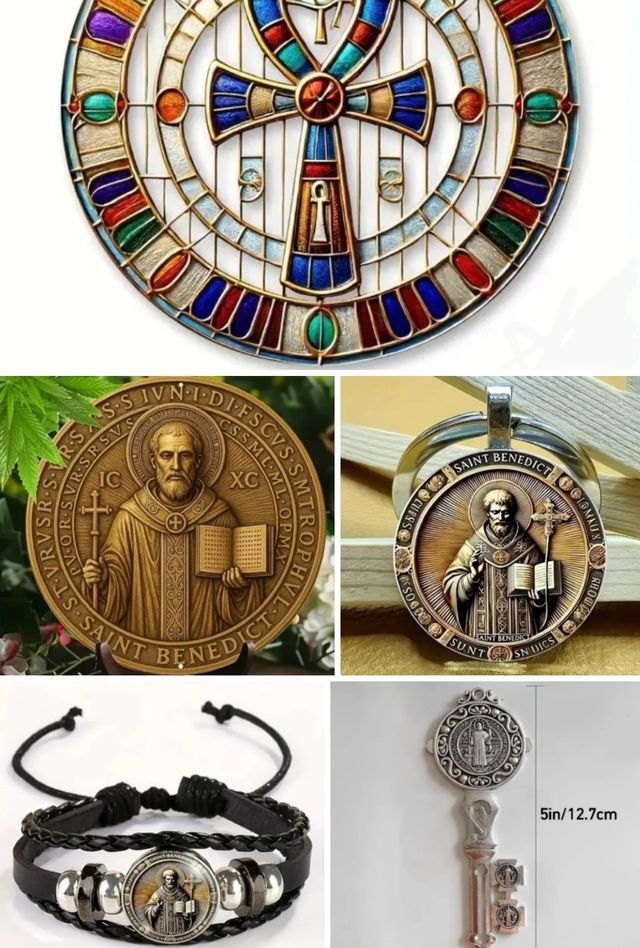 Lote 8 Placas, Llavero y Pulsera Religiosa