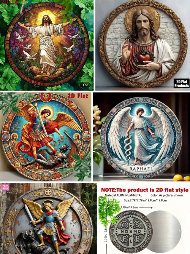 Lote 8 Placas, Llavero y Pulsera Religiosa