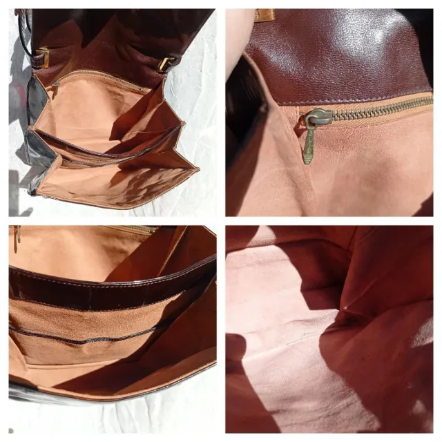 Borsa antica in pelle verniciata color ruggine