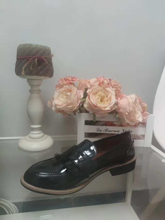 Mocasines charol negro hombre