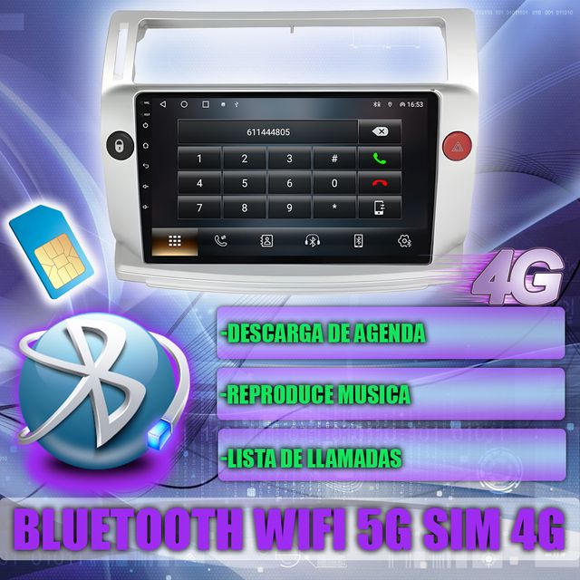 PANTALLA GPS CITROEN C4 2004-2009 CARPLAY ANDROID