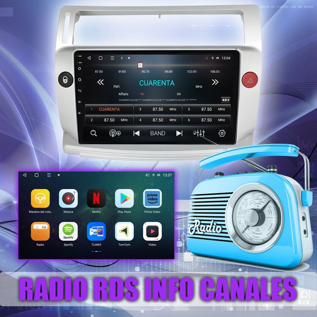 PANTALLA GPS CITROEN C4 2004-2009 CARPLAY ANDROID