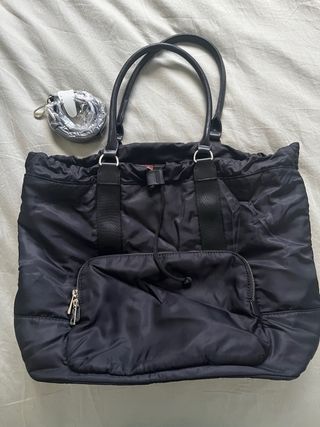 Bolso Zara Negro Tela Impermeable Grande
