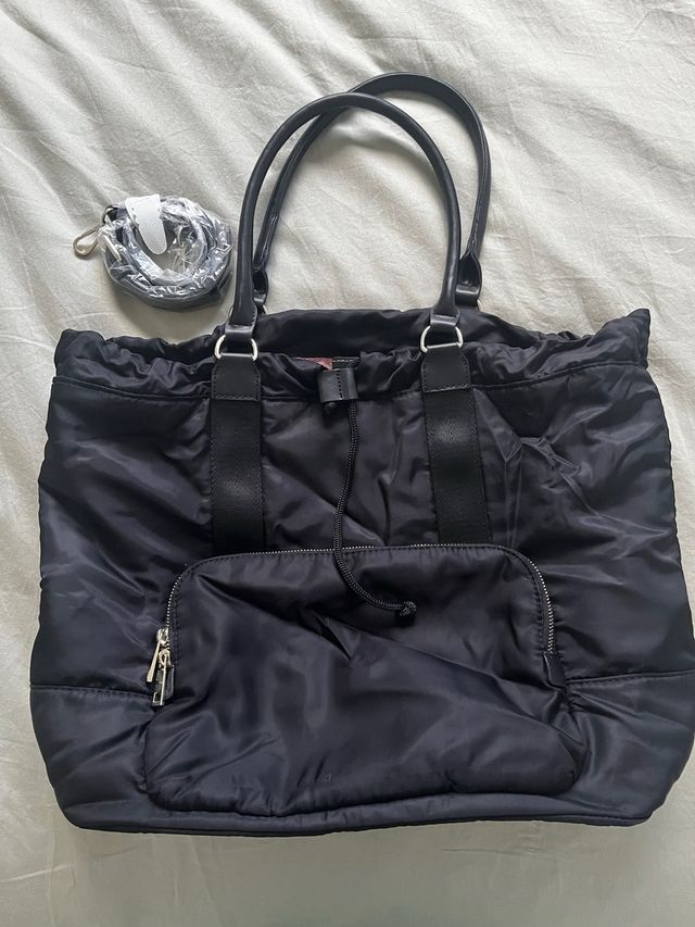Bolso Zara Negro Tela Impermeable Grande