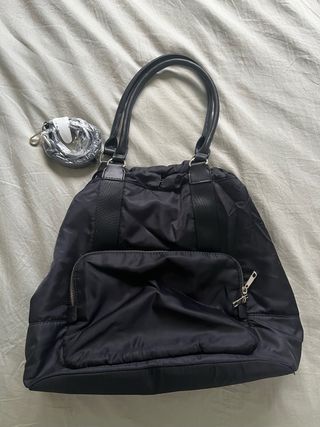 Bolso Zara Negro Tela Impermeable Grande