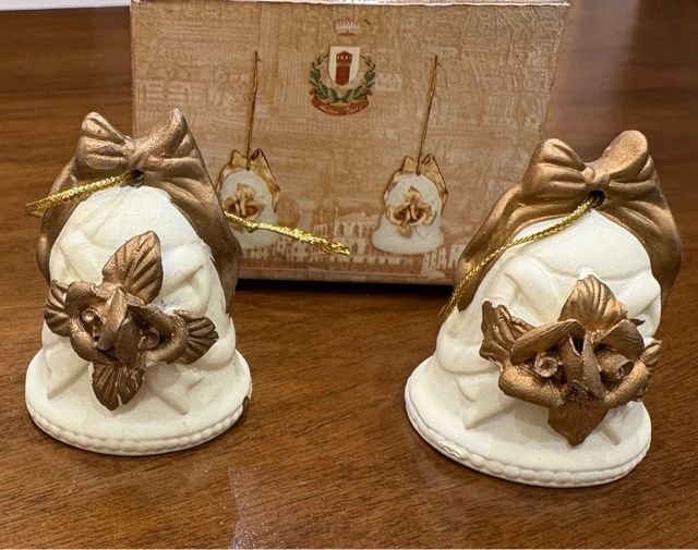 Set 2 portacandele e 4 campanelle natalizie