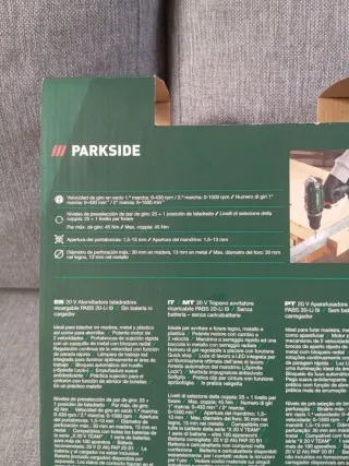 Taladro y atornillador Parkside 20 Voltios kit